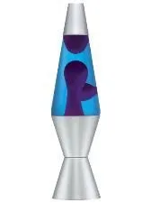 14.5-Inch Silver Base Lava Lamp with Purple Wax in Blue Liquid - 2118