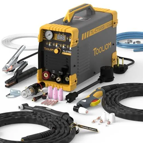 TOOLIOM 3 in 1 Cut/TIG/MMA Welder 50A Air Plasma Cutter 200A TIG and 200A Stick Welder Portable Welding Machine Dual Voltage 11...